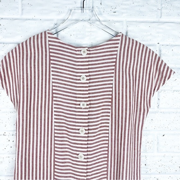 MADEWELL Linen & Cotton Lightweight Striped Dress | Short Sleeve Shift Dress - Picture 7 of 10
